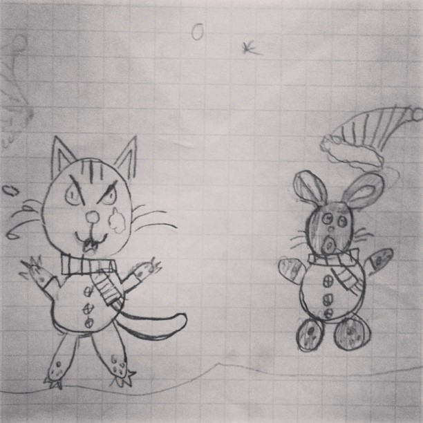 Artwork by little M. Hiiri heitti lumpparin, kissa hermostui. 